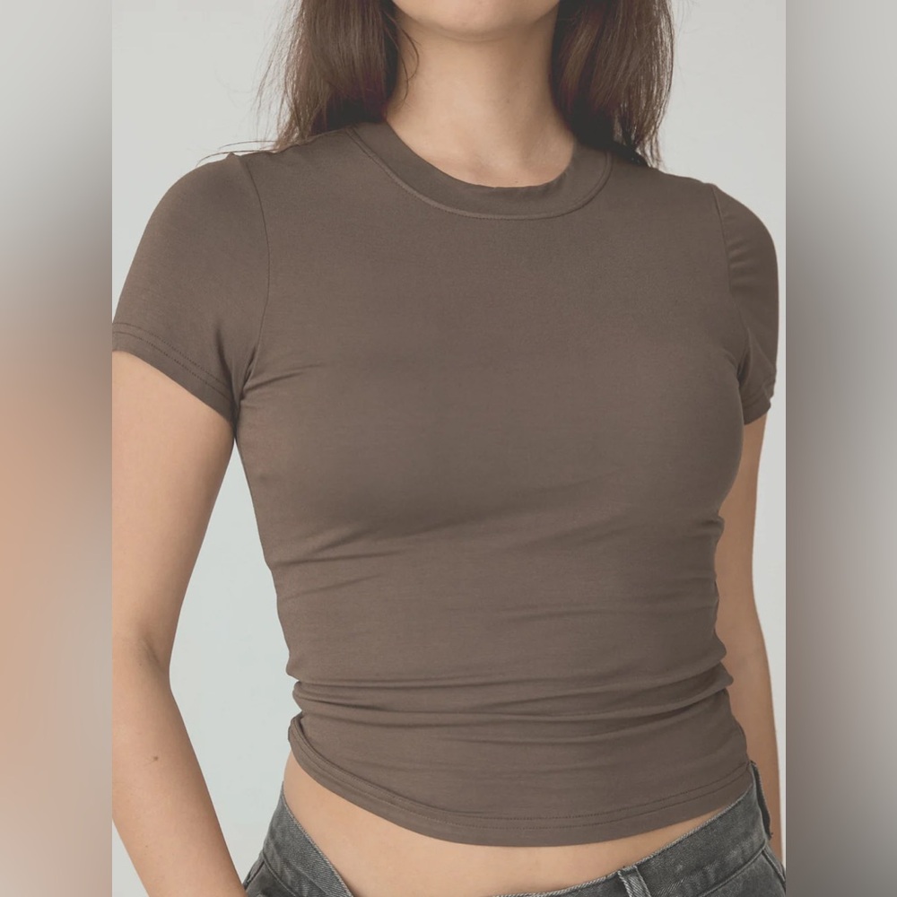 Klassy Network Solid Crew Neck Braless T-Shirt